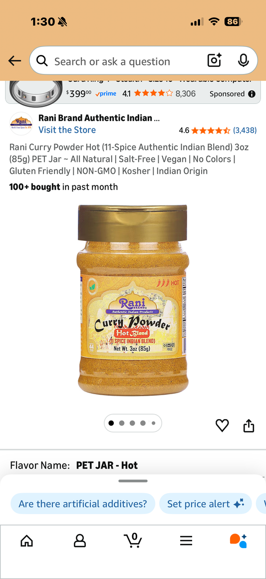Rani Curry Powder Hot (11-Spice Authentic Indian Blend) 3oz (85g) PET Jar ~ All Natural | Salt-Free | Vegan | No Colors | Gluten Friendly | NON-GMO | Kosher | Indian Origin