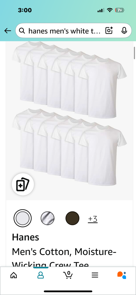 Hanes Men's Cotton, Moisture-Wicking Crew Tee Undershirts, Multi-Packs Available 2XL