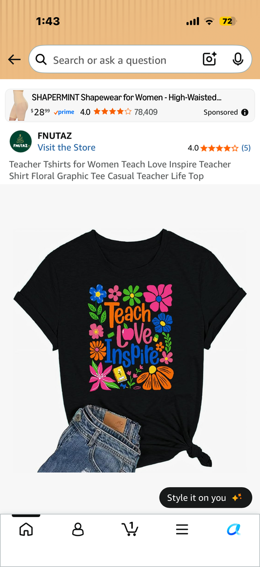 Teacher Tshirts for Women Teach Love Inspire Teacher Shirt Floral Graphic Tee Casual Teacher Life Top (Size Small)