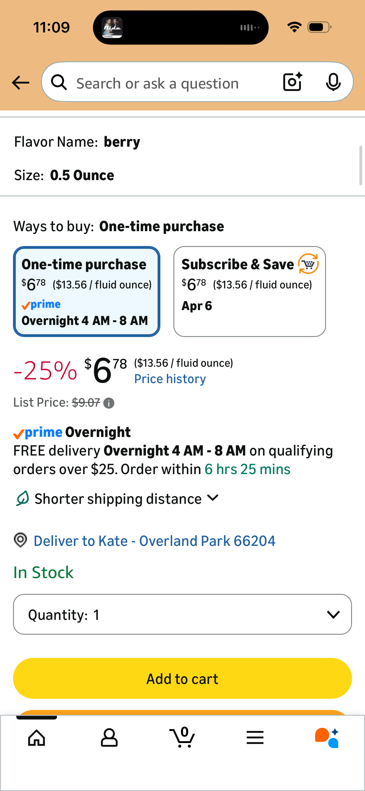 Concentrated Motrin Aspirin, 0.5 Fluid Ounce