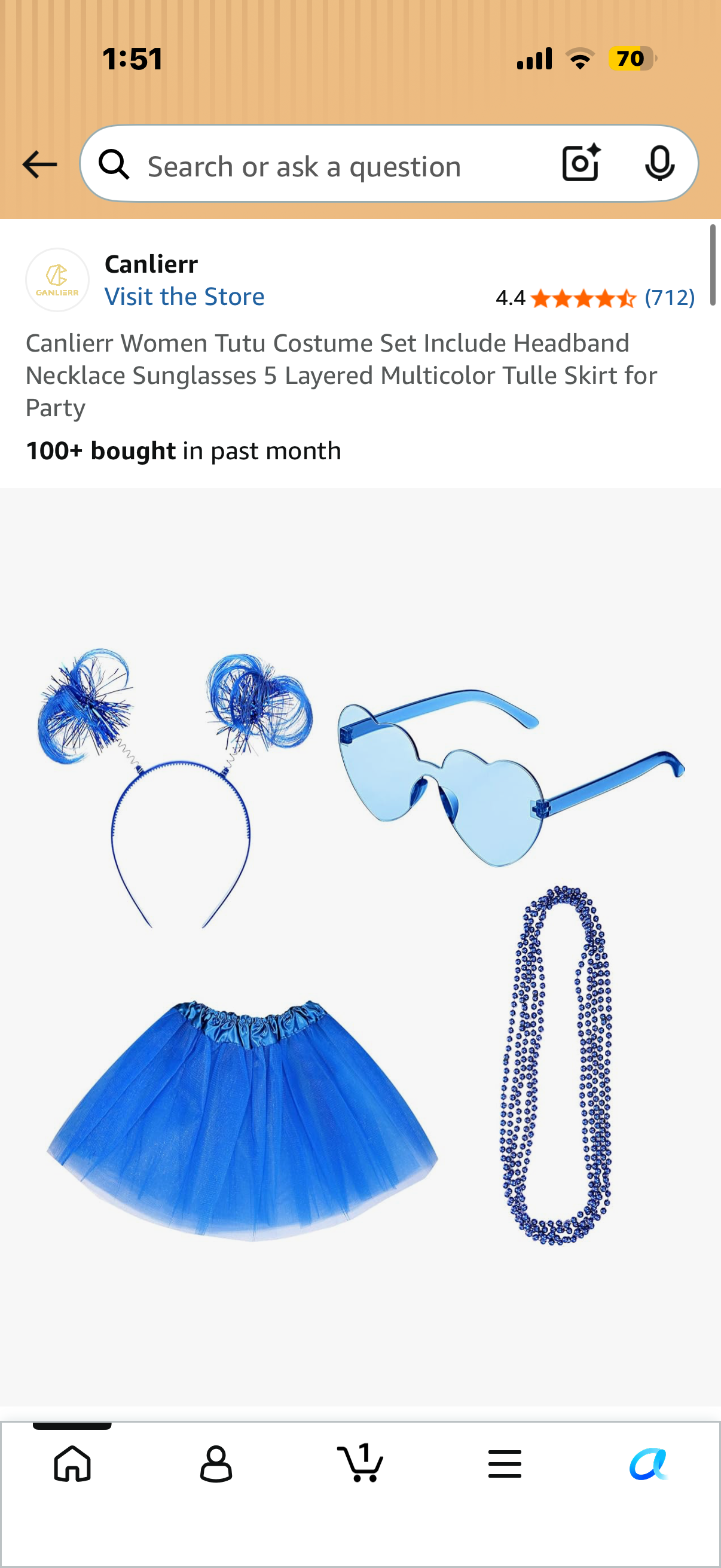 Canlierr Women Tutu Costume Set Include Headband Necklace Sunglasses 5 Layered Multicolor Tulle Skirt for Party