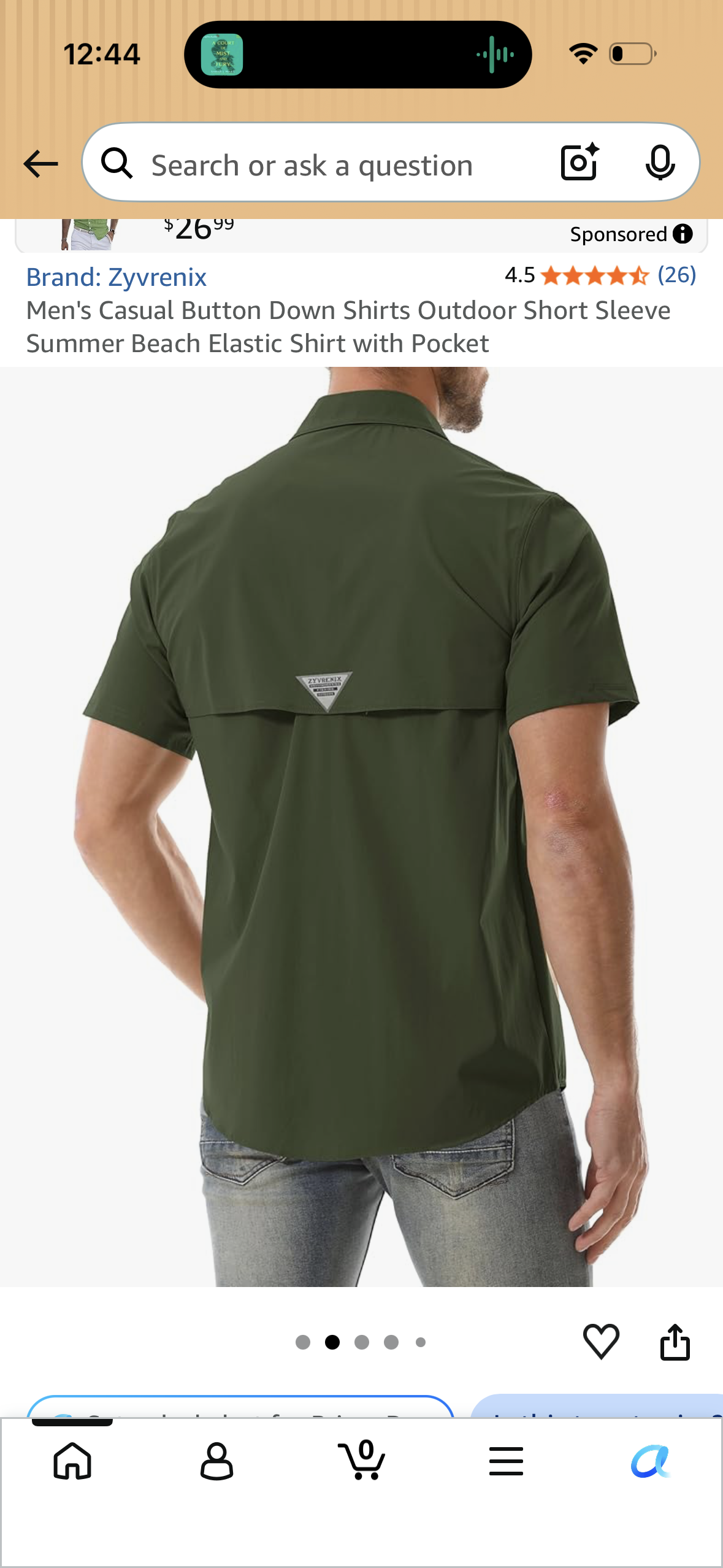 Men's Casual Button Down Shirts Outdoor Short Sleeve Summer Beach Elastic Shirt with Pocket (Size Large)