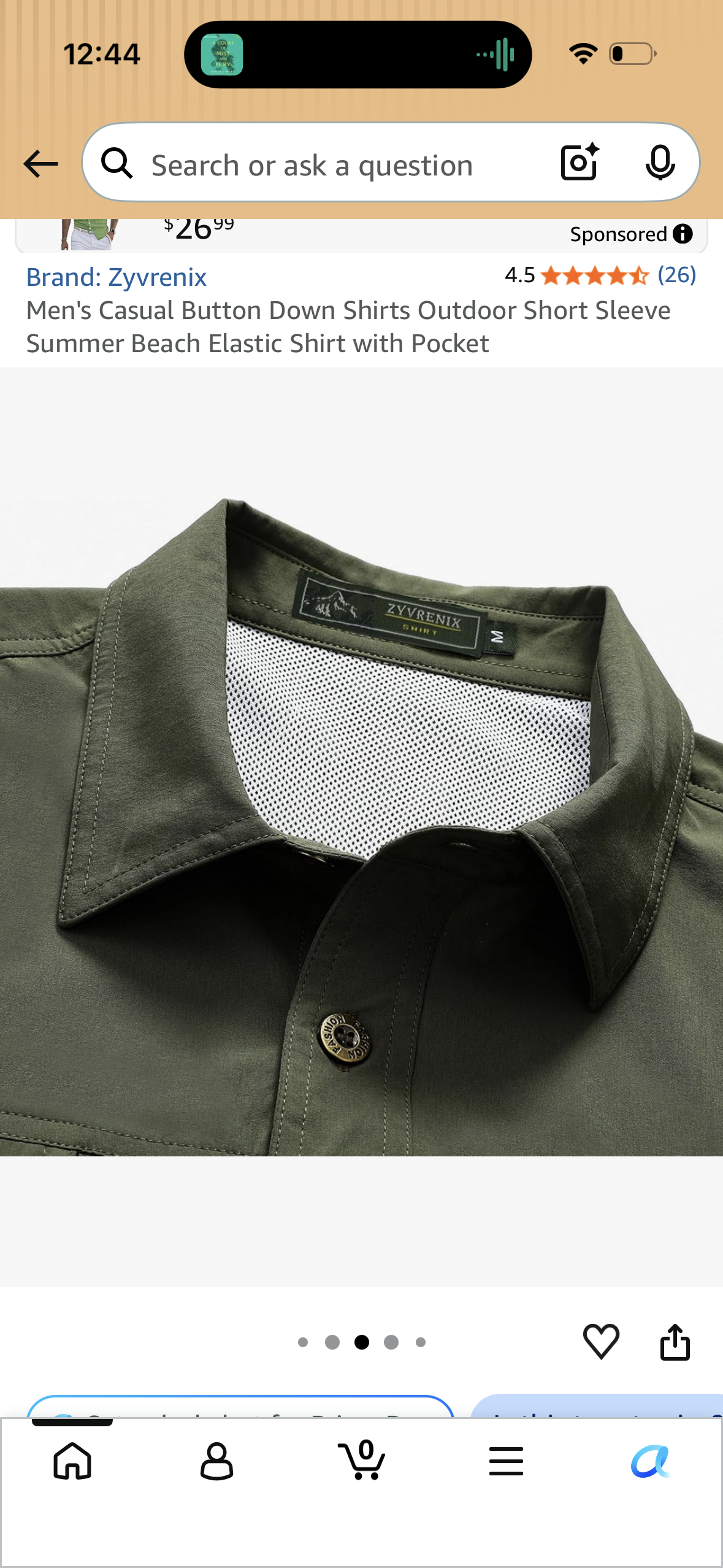 Men's Casual Button Down Shirts Outdoor Short Sleeve Summer Beach Elastic Shirt with Pocket (Size Large)
