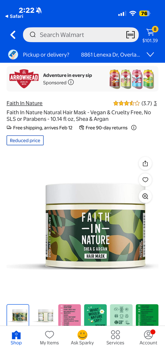 Faith In Nature Natural Hair Mask - Vegan & Cruelty Free, No SLS or Parabens - 10.14 fl oz, Shea & Argan