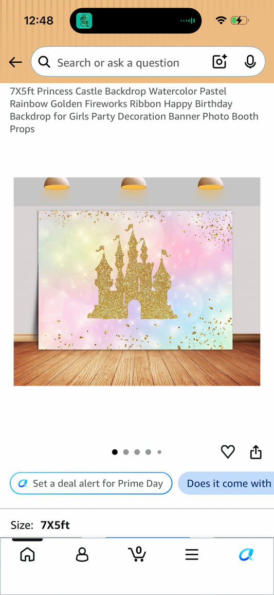 7X5ft Princess Castle Backdrop Watercolor Pastel Rainbow Golden Fireworks Ribbon Happy Birthday Backdrop for Girls Party Decoration Banner Photo Booth Props