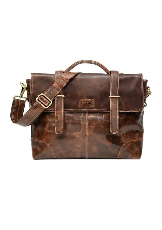 LEABAGS Liverpool briefcase laptop bag 14 inch leather bag in vintage style