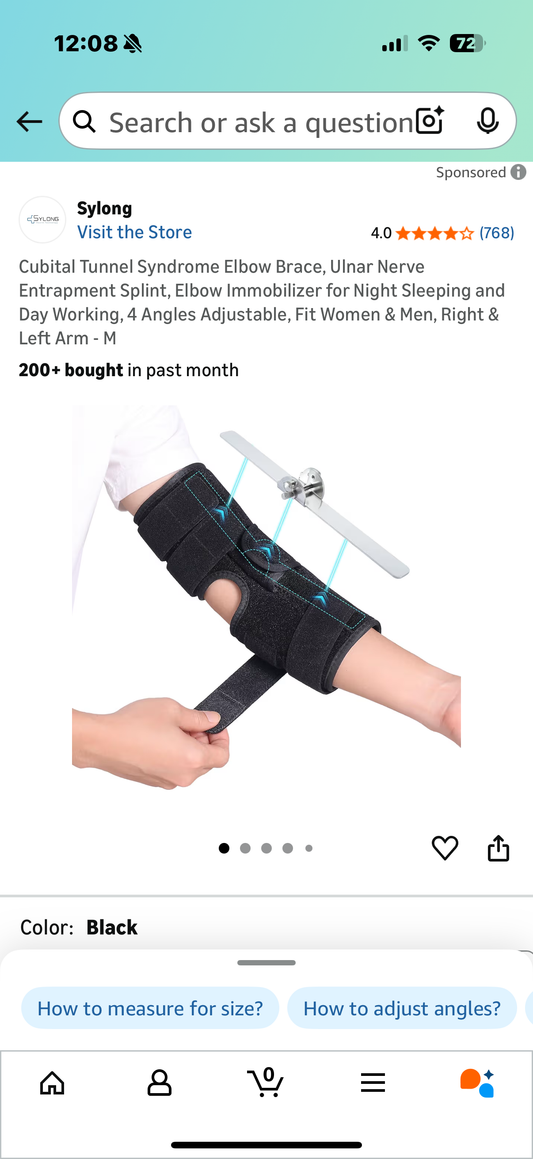 Cubital Tunnel Syndrome Elbow Brace, Ulnar Nerve Entrapment Splint, Elbow Immobilizer for Night Sleeping and Day Working, 4 Angles Adjustable, Fit Women & Men, Right & Left Arm - S/M