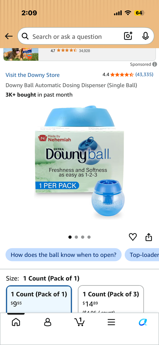 Downy Ball Automatic Dosing Dispenser (Single Ball