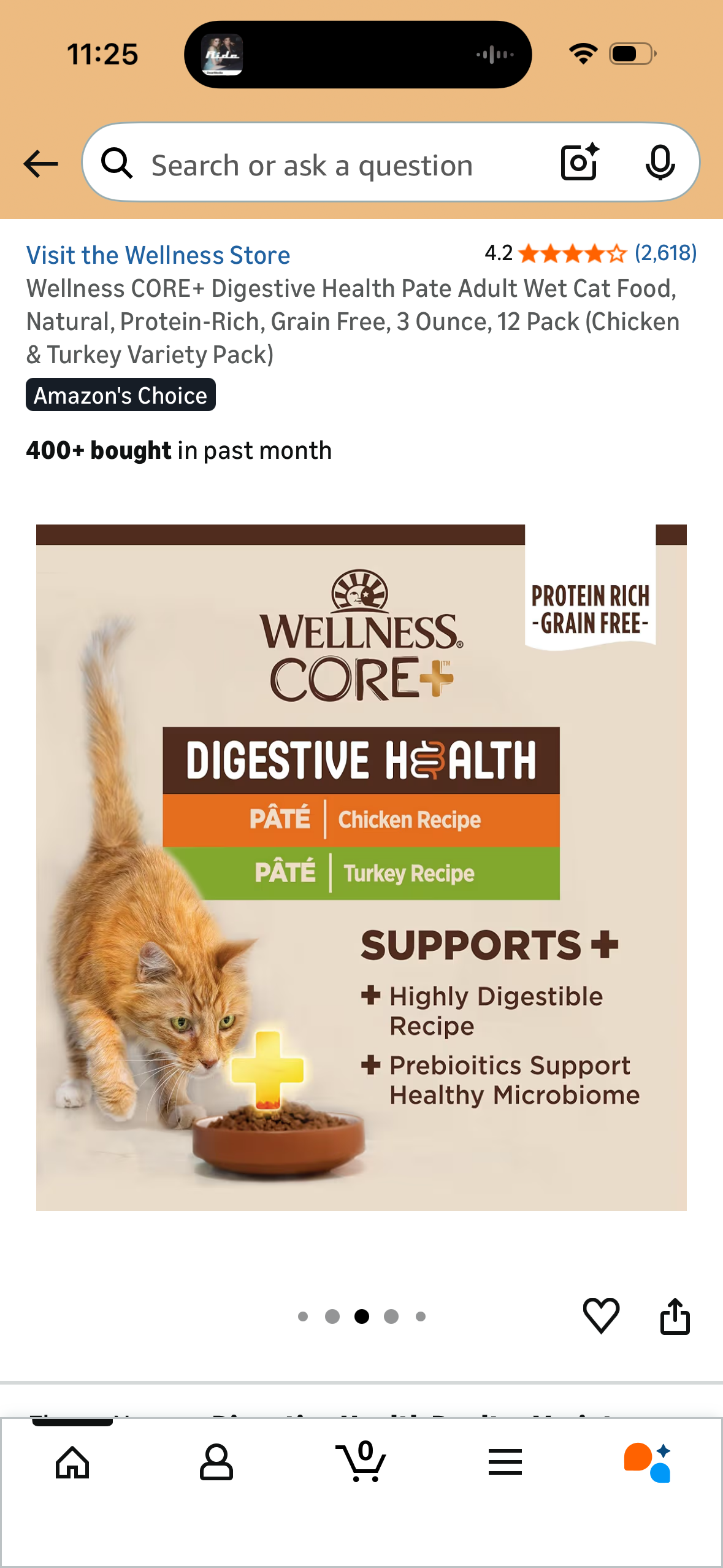Wellness CORE+ Digestive Health Pate Adult Wet Cat Food, Natural, Protein-Rich, Grain Free, 3 Ounce, 12 Pack (Chicken & Turkey Variety Pack)