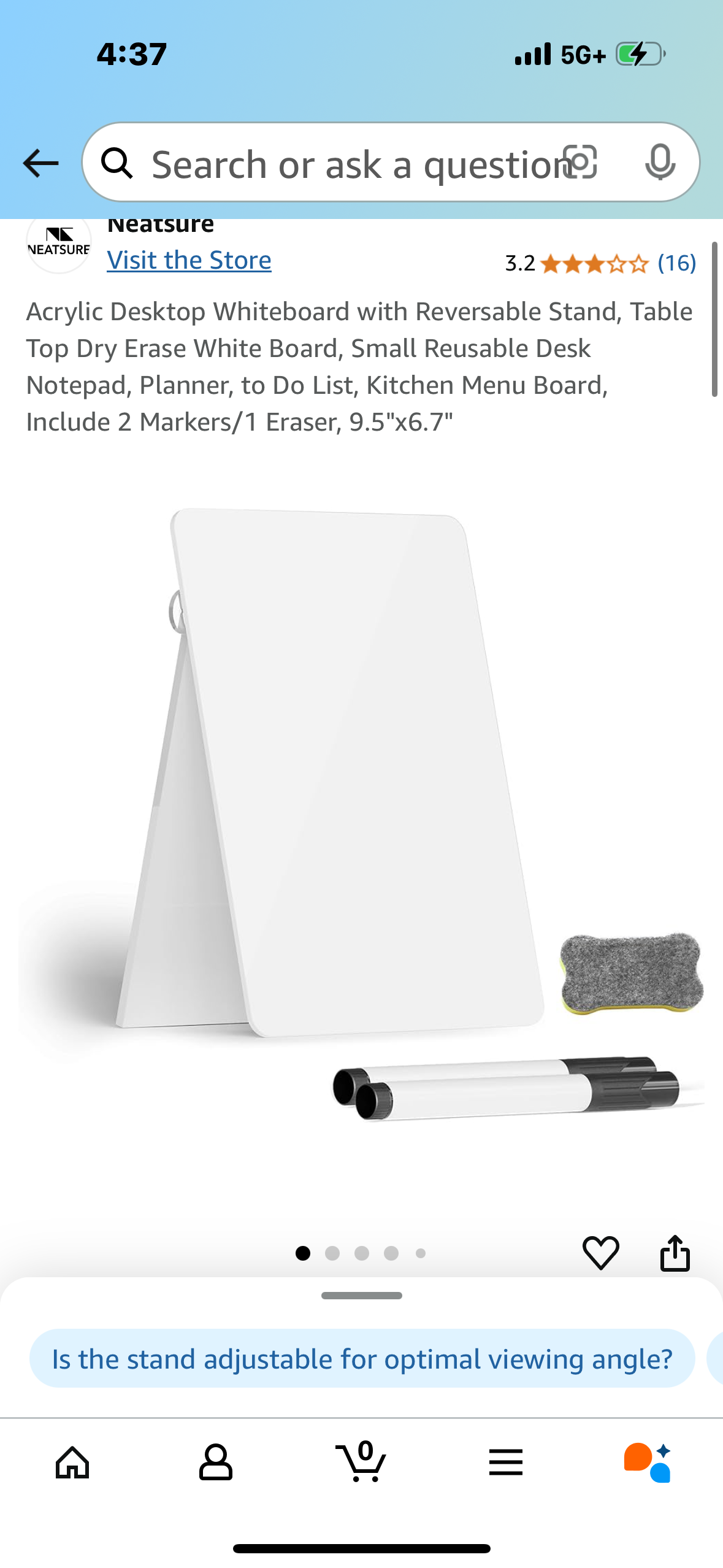 Acrylic Desktop Whiteboard with Reversable Stand, Table Top Dry Erase White Board, Small Reusable Desk Notepad, Planner, to Do List, Kitchen Menu Board, Include 2 Markers/1 Eraser, 9.5"x6.7