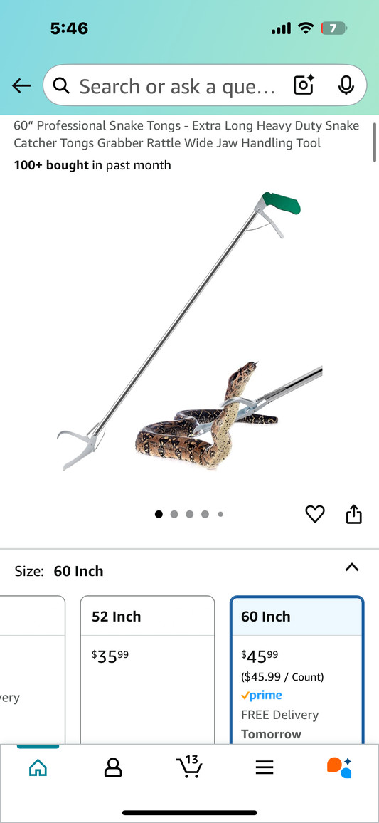 New - 60" Professional Snake Tongs (W396)
