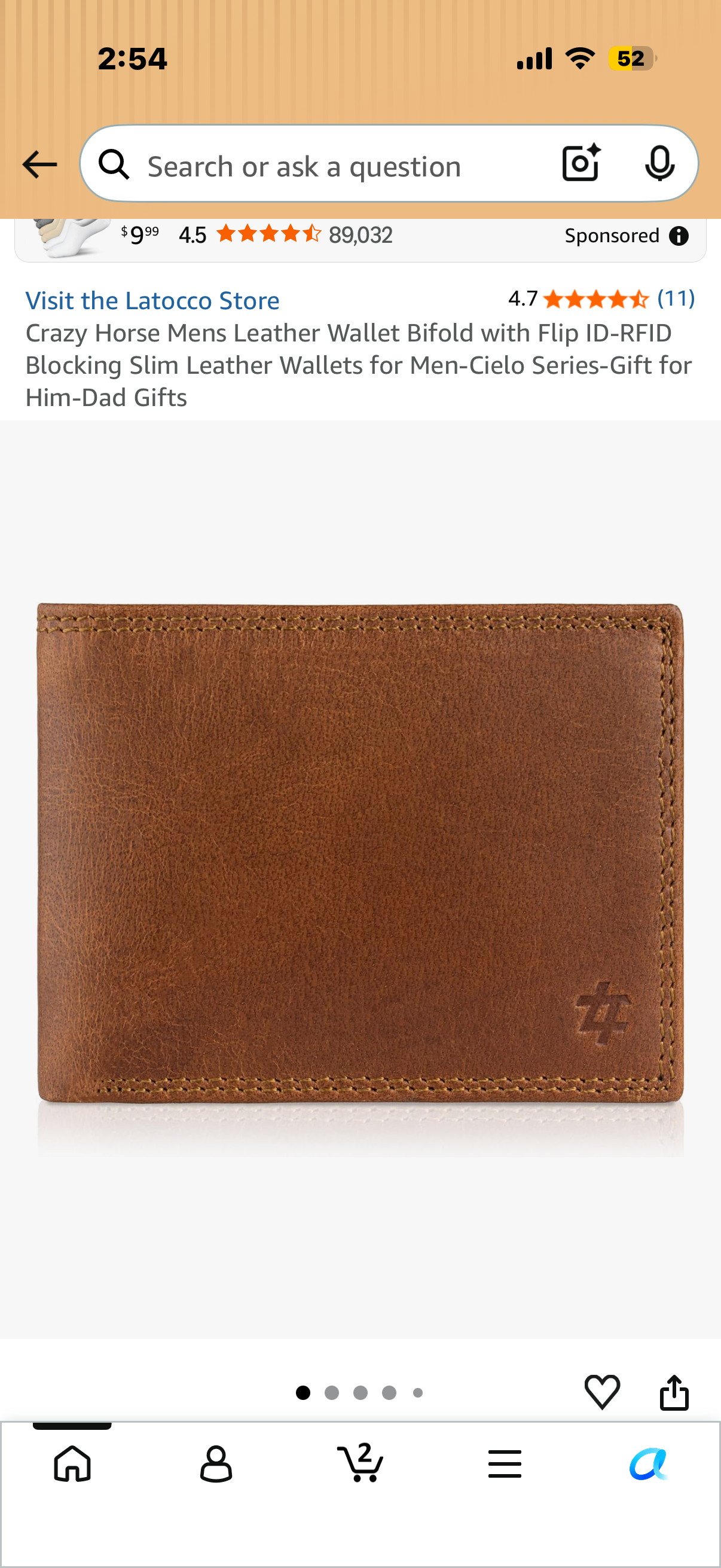 Crazy Horse Mens Leather Wallet Bifold with Flip ID-RFID Blocking Slim Leather Wallets for Men-Cielo Series-Gift for Him-Dad Gifts