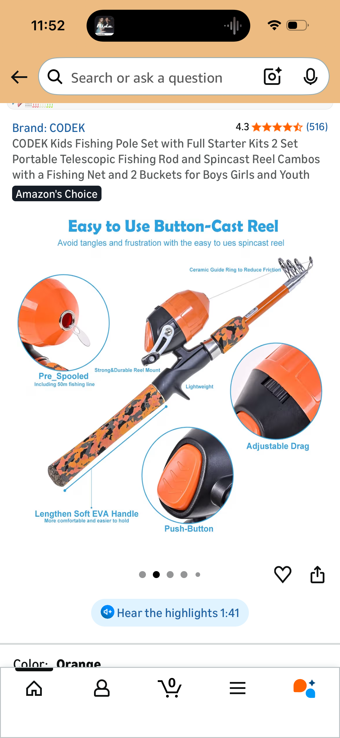 CODEK Kids Fishing Pole Set with Full Starter Kits 2 Set Portable Telescopic Fishing Rod and Spincast Reel Cambos with a Fishing Net and 2 Buckets for Boys Girls and Youth