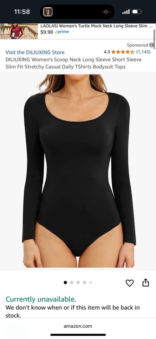 Women's Scoop Neck Long Sleeve Short Sleeve Slim Fit Stretchy Casual Daily TShirts Bodysuit Tops (Size Small)