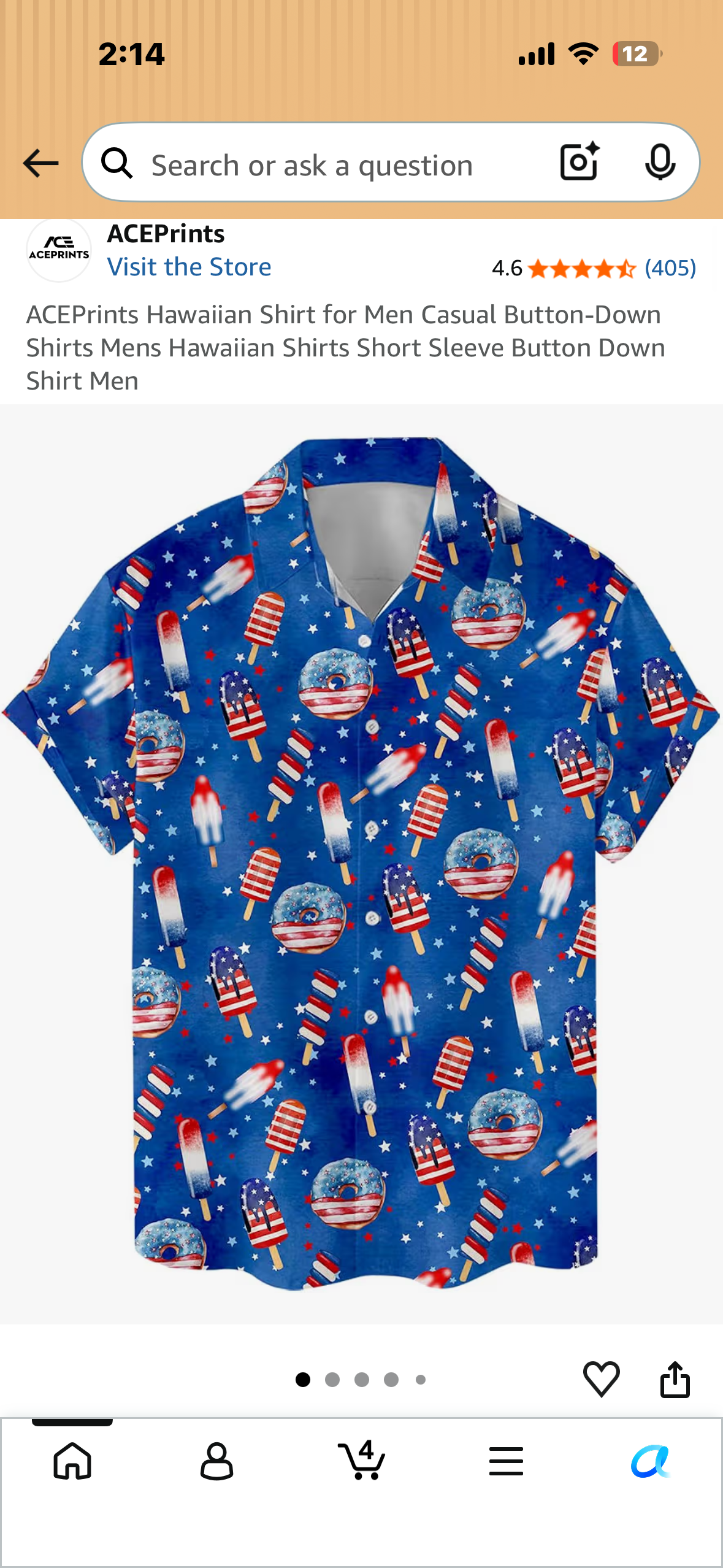 ACEPrints Hawaiian Shirt for Men Casual Button-Down Shirts Mens Hawaiian Shirts Short Sleeve Button Down Shirt Men (Size XL)