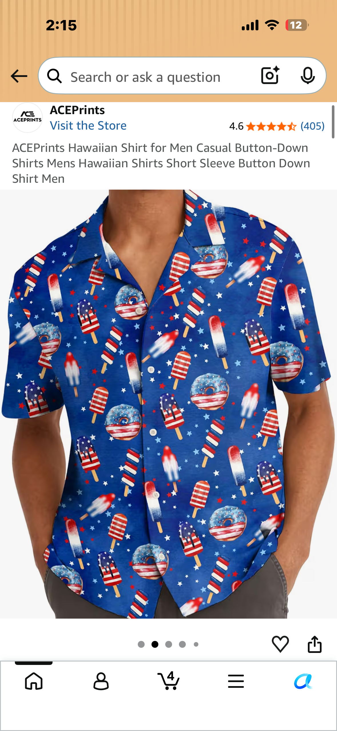 ACEPrints Hawaiian Shirt for Men Casual Button-Down Shirts Mens Hawaiian Shirts Short Sleeve Button Down Shirt Men (Size XL)
