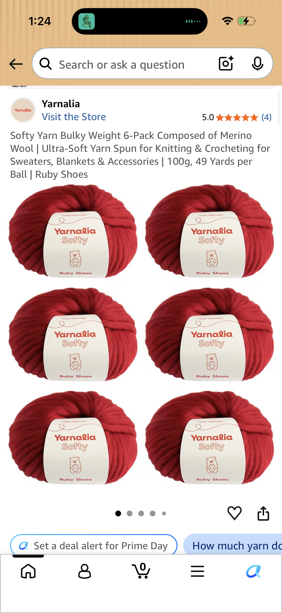 Softy Yarn Bulky Weight 6-Pack Composed of Merino Wool | Ultra-Soft Yarn Spun for Knitting & Crocheting for Sweaters, Blankets & Accessories | 100g, 49 Yards per Ball | Ruby Shoes