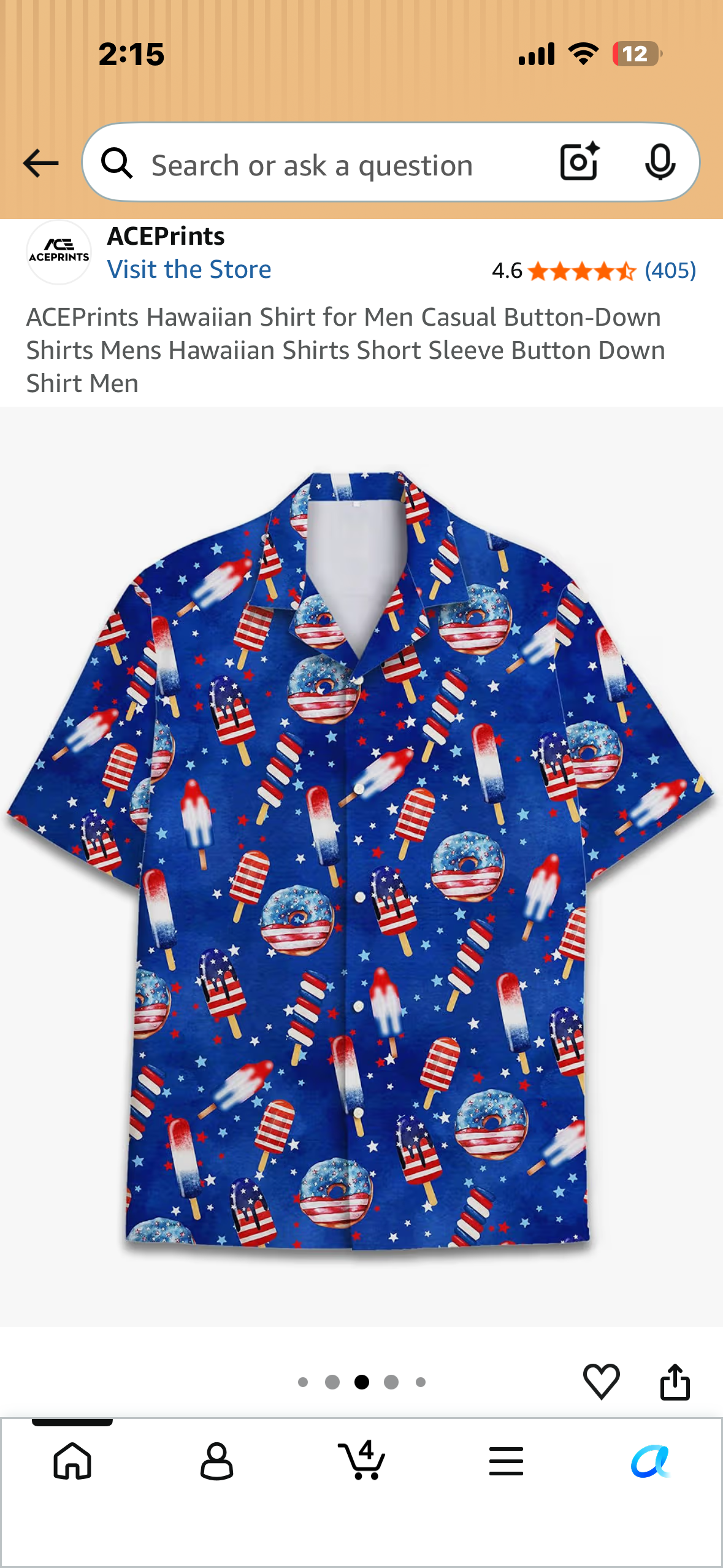 ACEPrints Hawaiian Shirt for Men Casual Button-Down Shirts Mens Hawaiian Shirts Short Sleeve Button Down Shirt Men (Size XL)