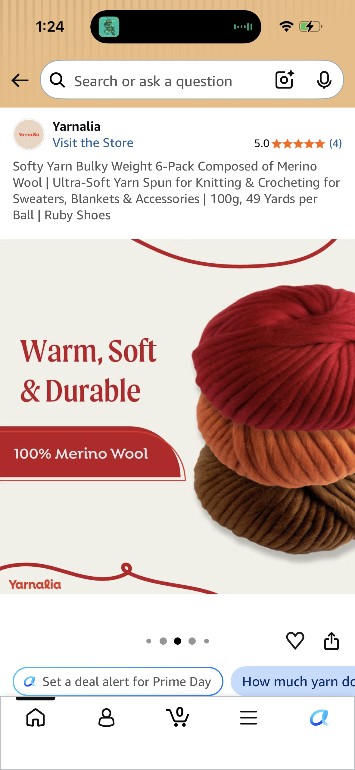 Softy Yarn Bulky Weight 6-Pack Composed of Merino Wool | Ultra-Soft Yarn Spun for Knitting & Crocheting for Sweaters, Blankets & Accessories | 100g, 49 Yards per Ball | Ruby Shoes