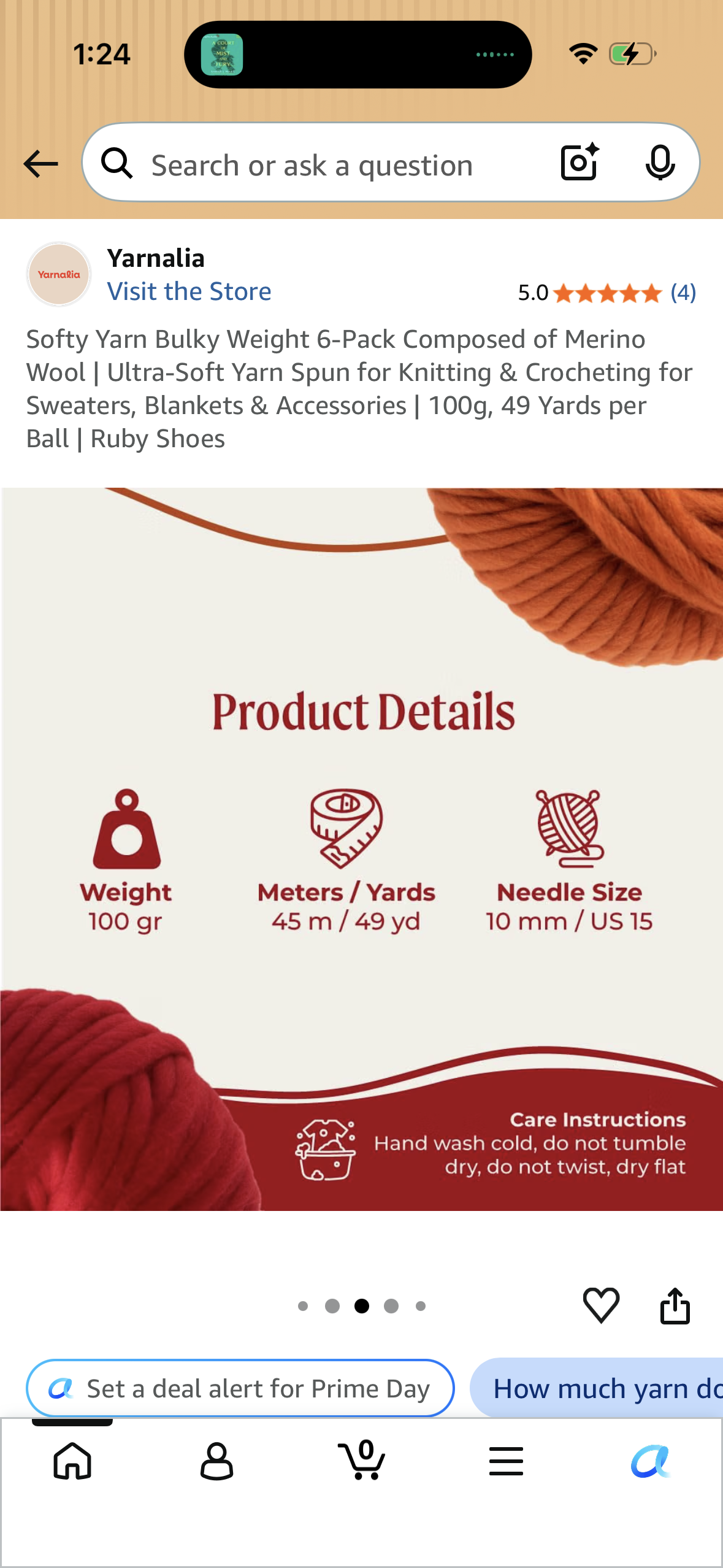 Softy Yarn Bulky Weight 6-Pack Composed of Merino Wool | Ultra-Soft Yarn Spun for Knitting & Crocheting for Sweaters, Blankets & Accessories | 100g, 49 Yards per Ball | Ruby Shoes