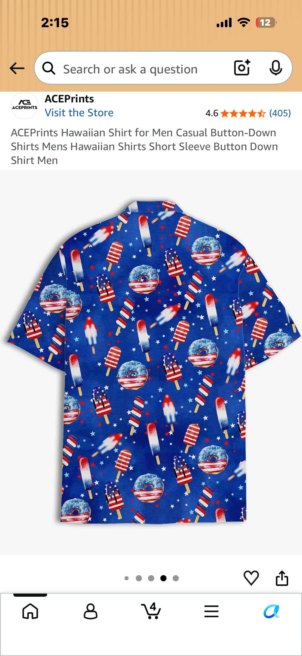 ACEPrints Hawaiian Shirt for Men Casual Button-Down Shirts Mens Hawaiian Shirts Short Sleeve Button Down Shirt Men (Size XL)