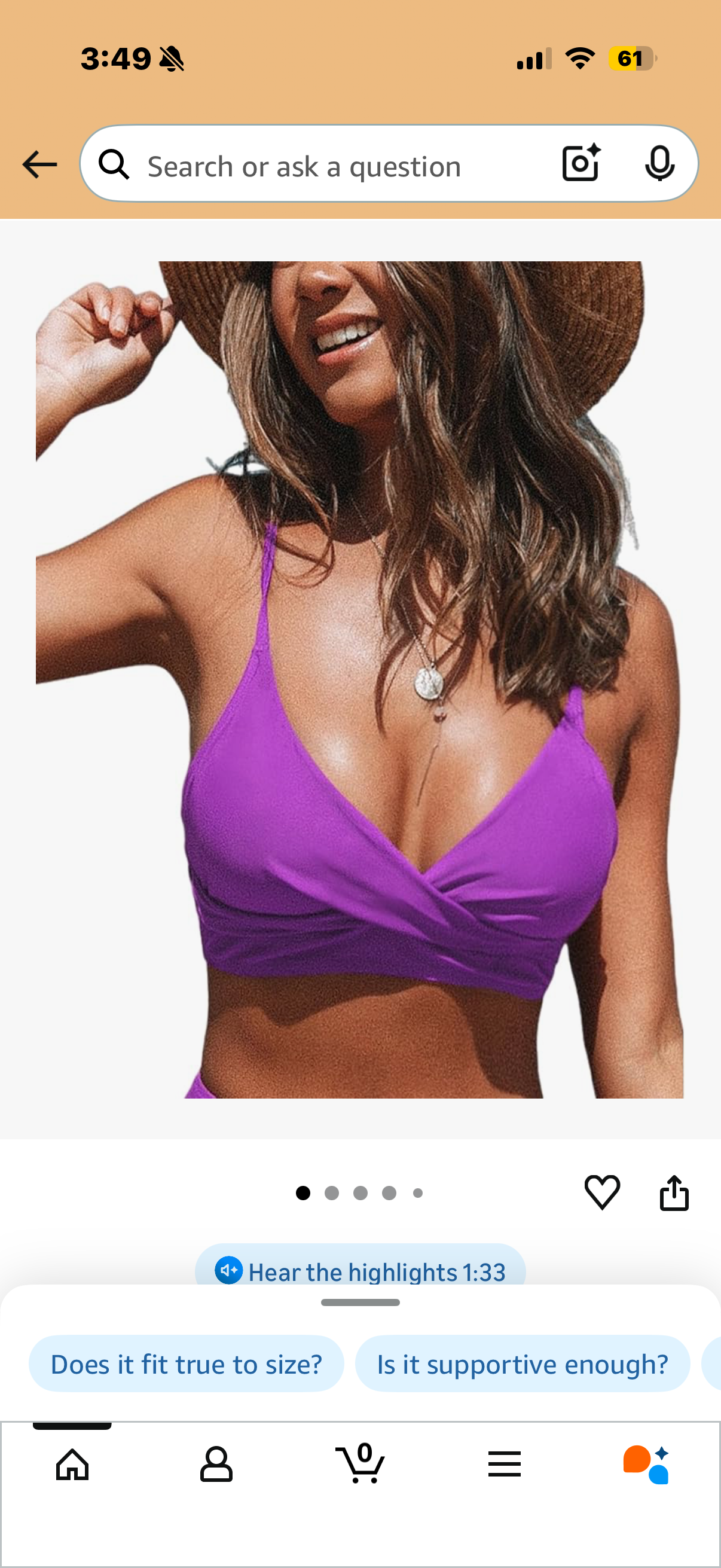 CUPSHE Women's Bikini Top Bathing Suit V Neck Adjustable Spaghetti Straps Twist Front (Size Small)