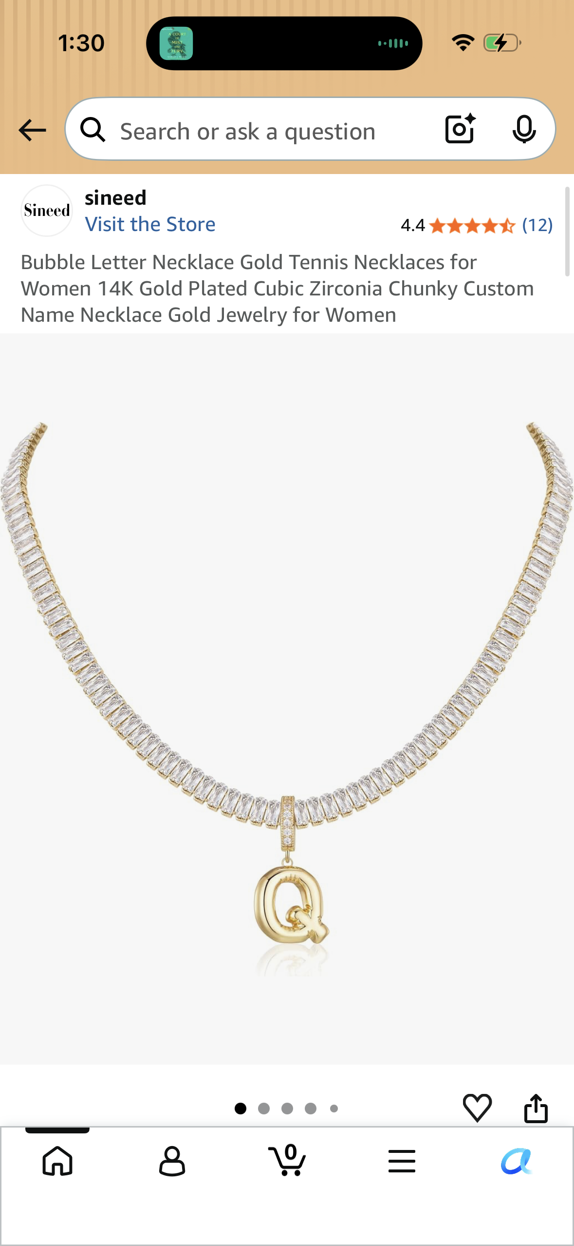 Bubble Letter Necklace Gold Tennis Necklaces for Women 14K Gold Plated Cubic Zirconia Chunky Custom Name Necklace Gold Jewelry for Women, Initial Q