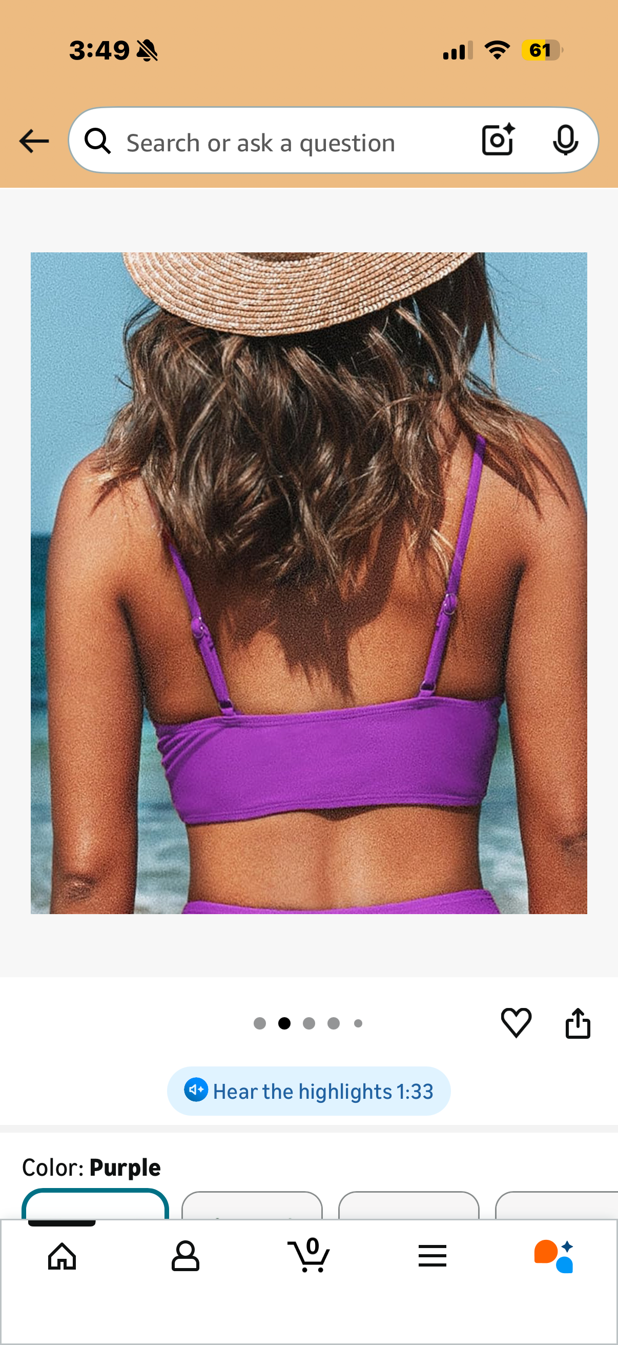 CUPSHE Women's Bikini Top Bathing Suit V Neck Adjustable Spaghetti Straps Twist Front (Size Small)