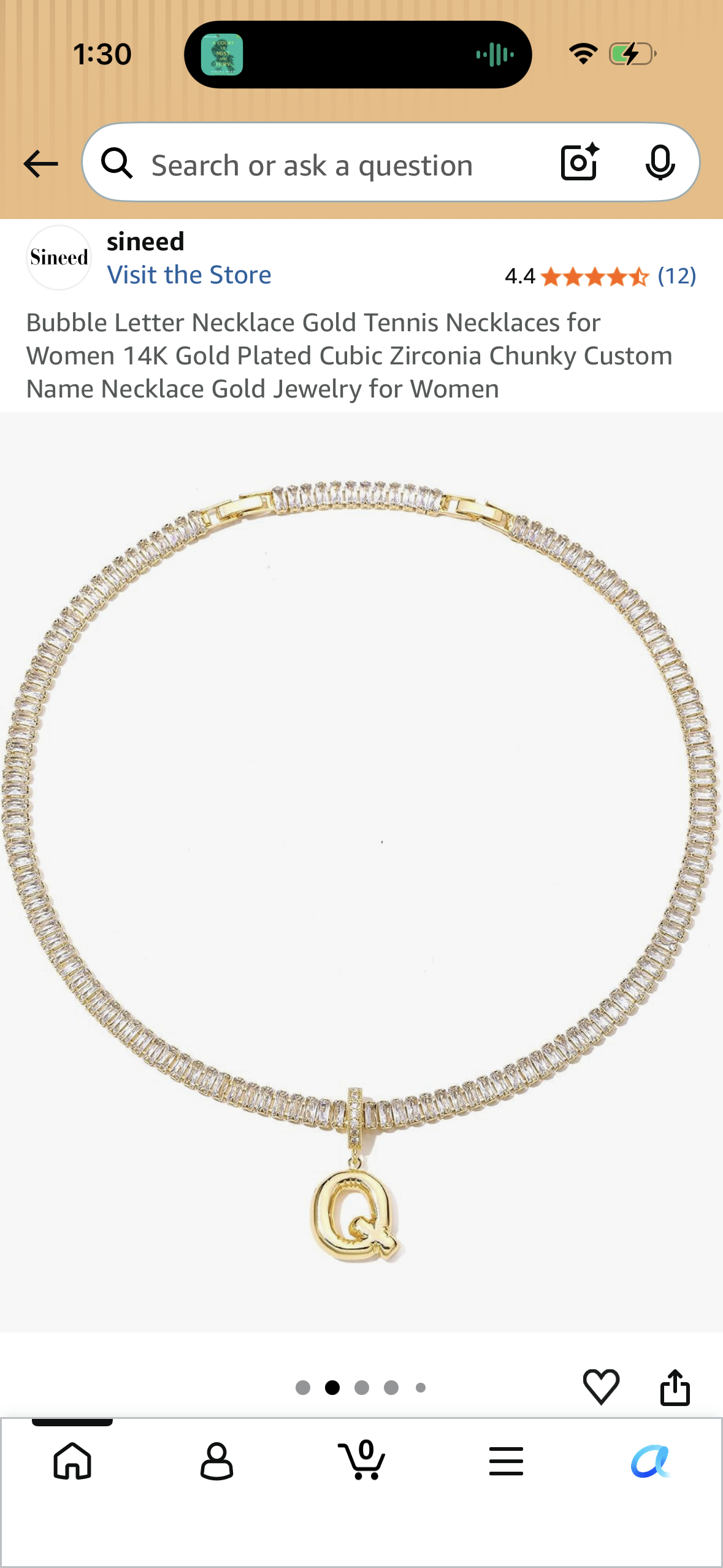 Bubble Letter Necklace Gold Tennis Necklaces for Women 14K Gold Plated Cubic Zirconia Chunky Custom Name Necklace Gold Jewelry for Women, Initial Q