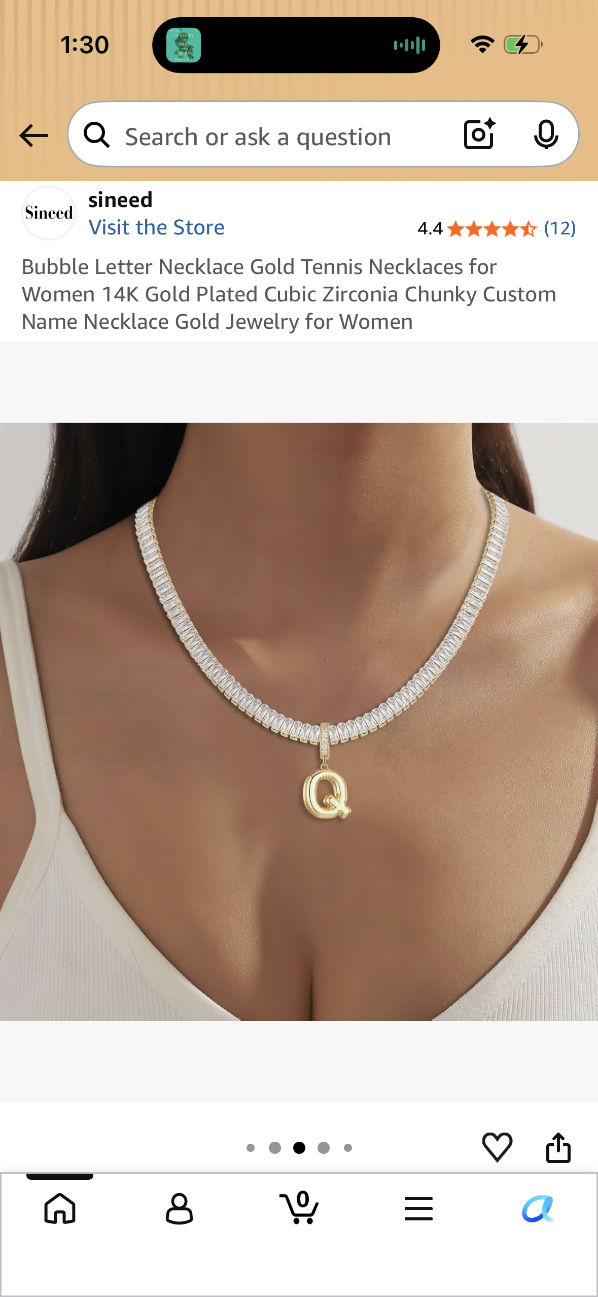 Bubble Letter Necklace Gold Tennis Necklaces for Women 14K Gold Plated Cubic Zirconia Chunky Custom Name Necklace Gold Jewelry for Women, Initial Q