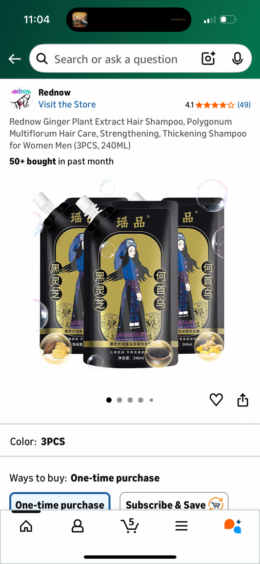 Rednow Ginger Plant Extract Hair Shampoo, Polygonum Multiflorum Hair Care, Strengthening, Thickening Shampoo for Women Men (3PCS, 240ML)