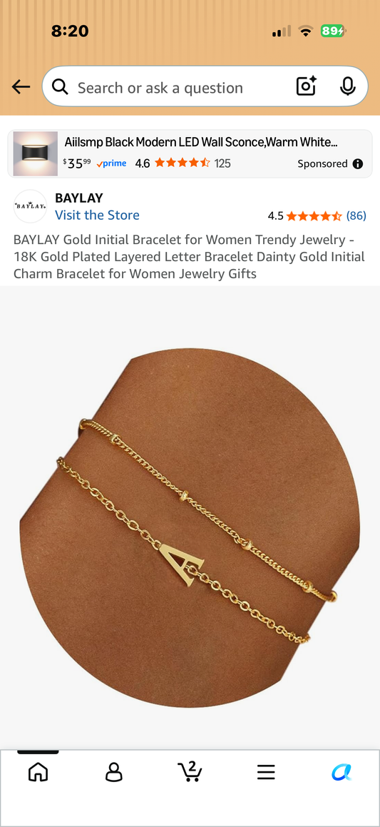 BAYLAY Gold Initial Bracelet for Women Trendy Jewelry - 18K Gold Plated Layered Letter Bracelet Dainty Gold Initial Charm Bracelet for Women Jewelry Gifts