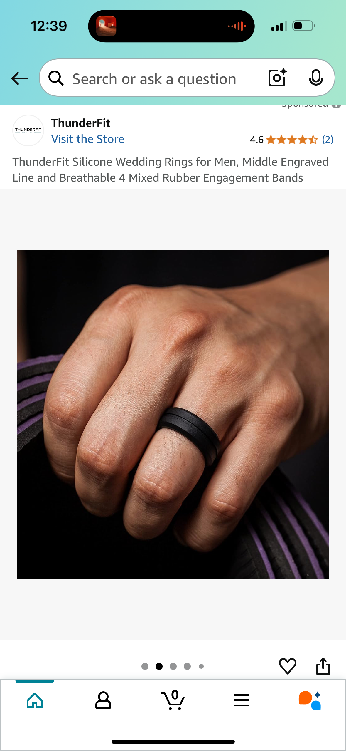 ThunderFit Silicone Wedding Rings for Men, Middle Engraved Line and Breathable 4 Mixed Rubber Engagement Bands