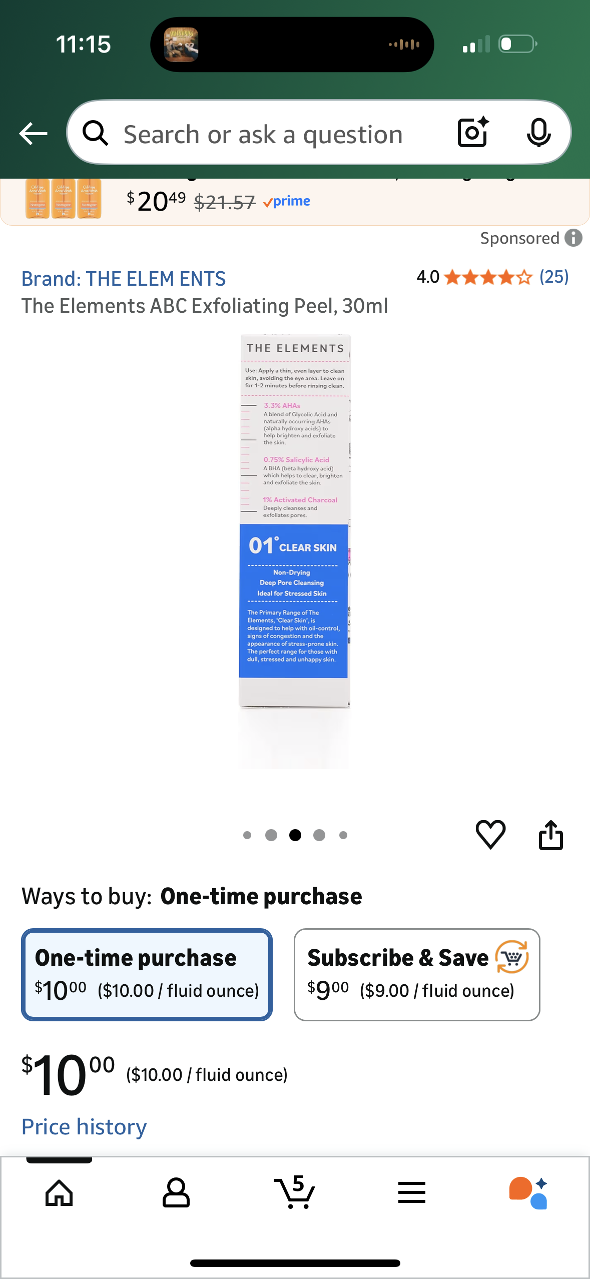 The Elements ABC Exfoliating Peel, 30ml