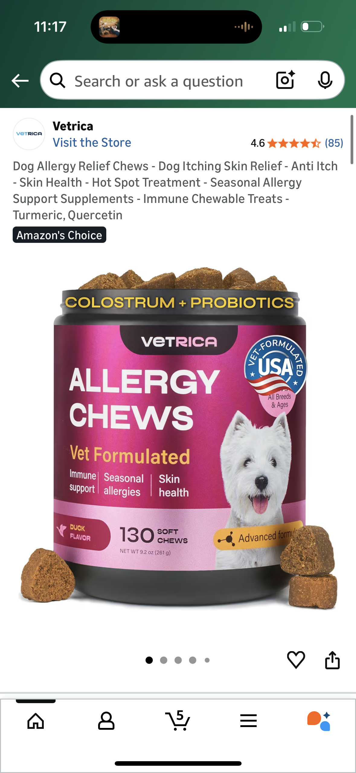 Dog Allergy Relief Chews - Dog Itching Skin Relief - Anti Itch - Skin Health - Hot Spot Treatment - Seasonal Allergy Support Supplements - Immune Chewable Treats - Turmeric, Quercetin