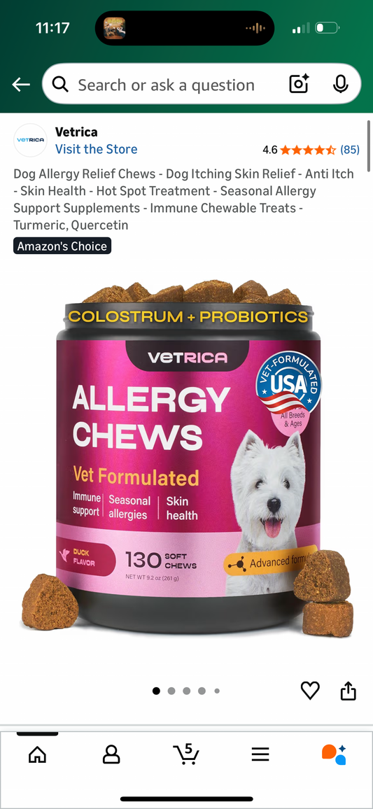 Dog Allergy Relief Chews - Dog Itching Skin Relief - Anti Itch - Skin Health - Hot Spot Treatment - Seasonal Allergy Support Supplements - Immune Chewable Treats - Turmeric, Quercetin