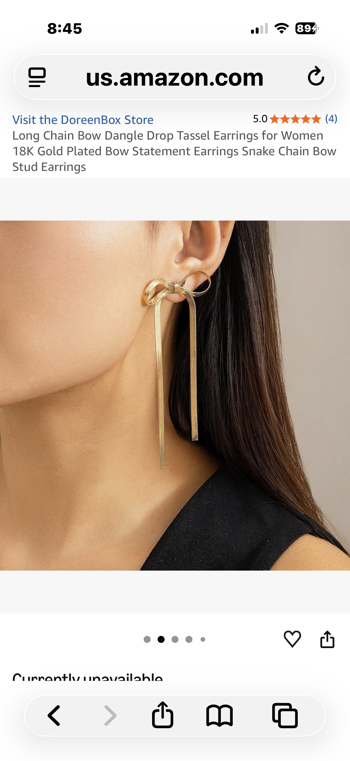 DoreenBox Long Chain Bow Dangle Drop Tassel Earrings for Women 18K Gold Plated Bow Statement Earrings Snake Chain Bow Stud Earrings