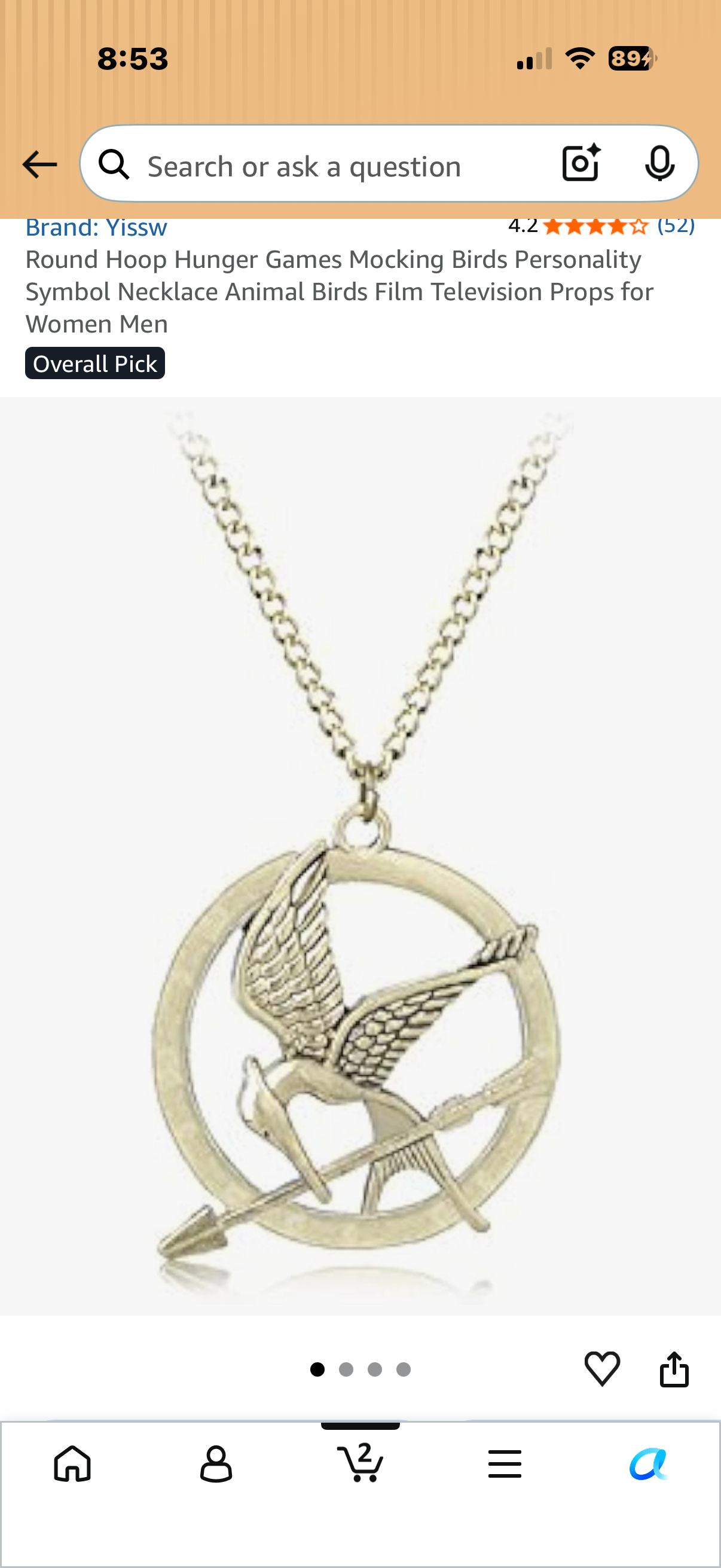 silver Round Hoop Hunger Games Mocking Birds Personality Symbol Necklace Animal Birds Film Television Props for Women Men