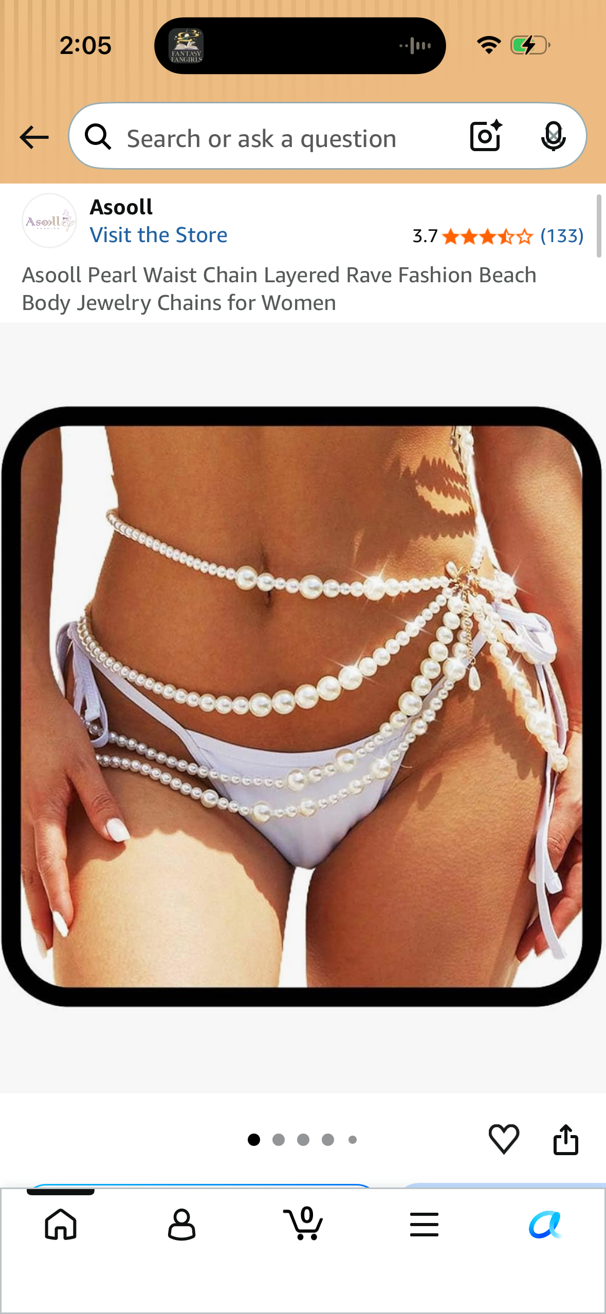 Asooll Pearl Waist Chain Layered Rave Fashion Beach Body Jewelry Chains for Women