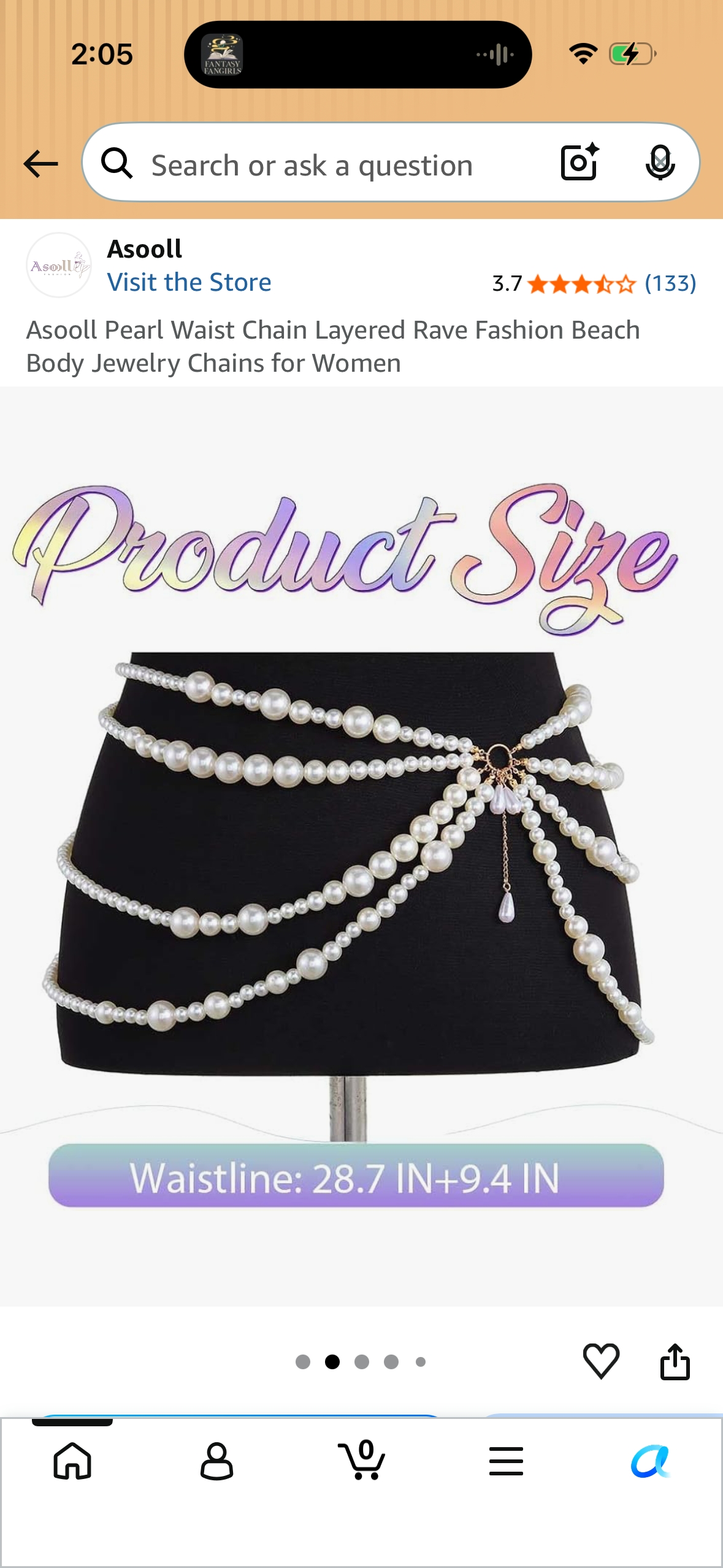 Asooll Pearl Waist Chain Layered Rave Fashion Beach Body Jewelry Chains for Women