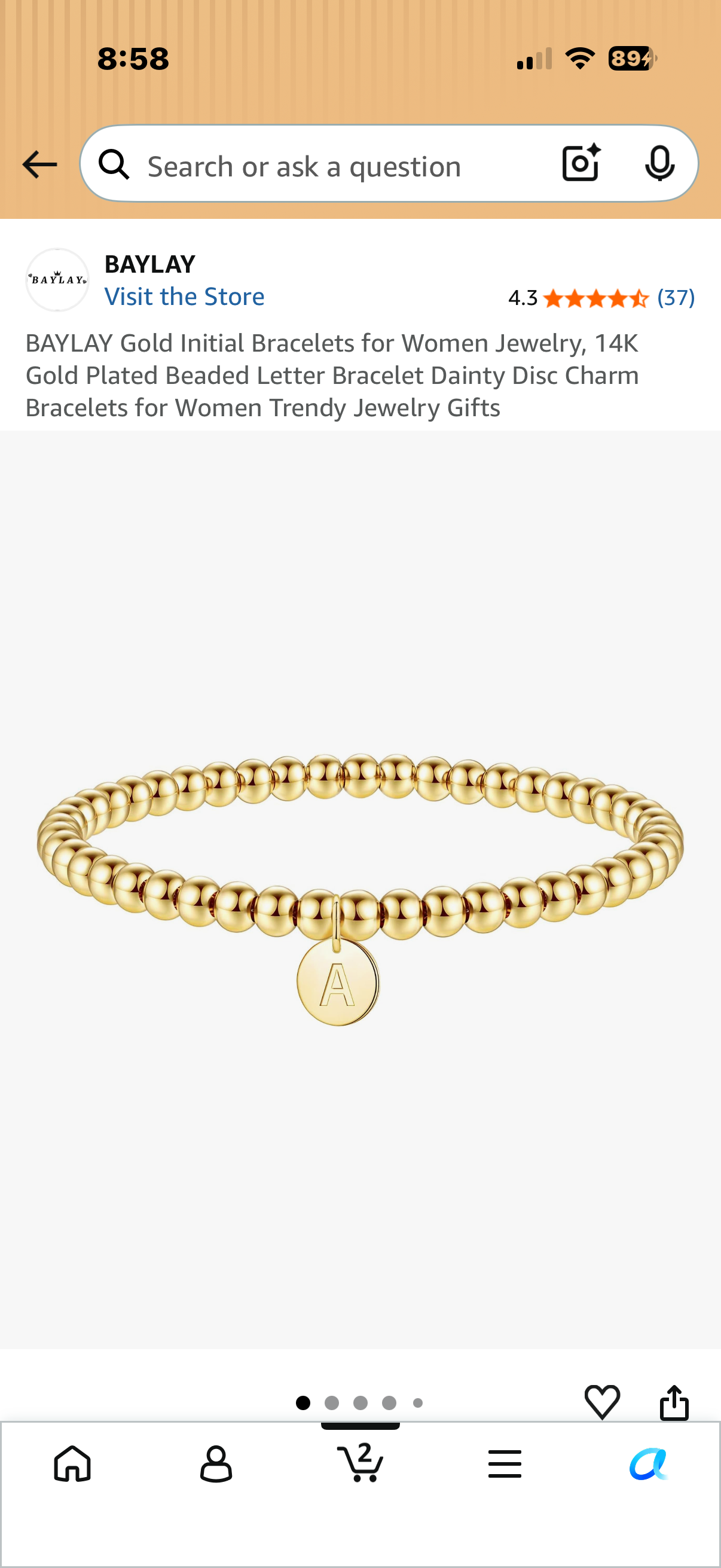 BAYLAY Gold Initial Bracelets for Women Jewelry, 14K Gold Plated Beaded Letter Bracelet Dainty Disc Charm Bracelets for Women Trendy Jewelry Gifts