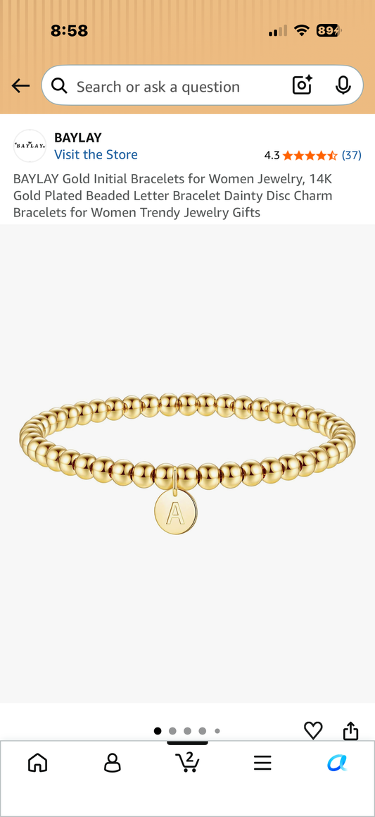 BAYLAY Gold Initial Bracelets for Women Jewelry, 14K Gold Plated Beaded Letter Bracelet Dainty Disc Charm Bracelets for Women Trendy Jewelry Gifts