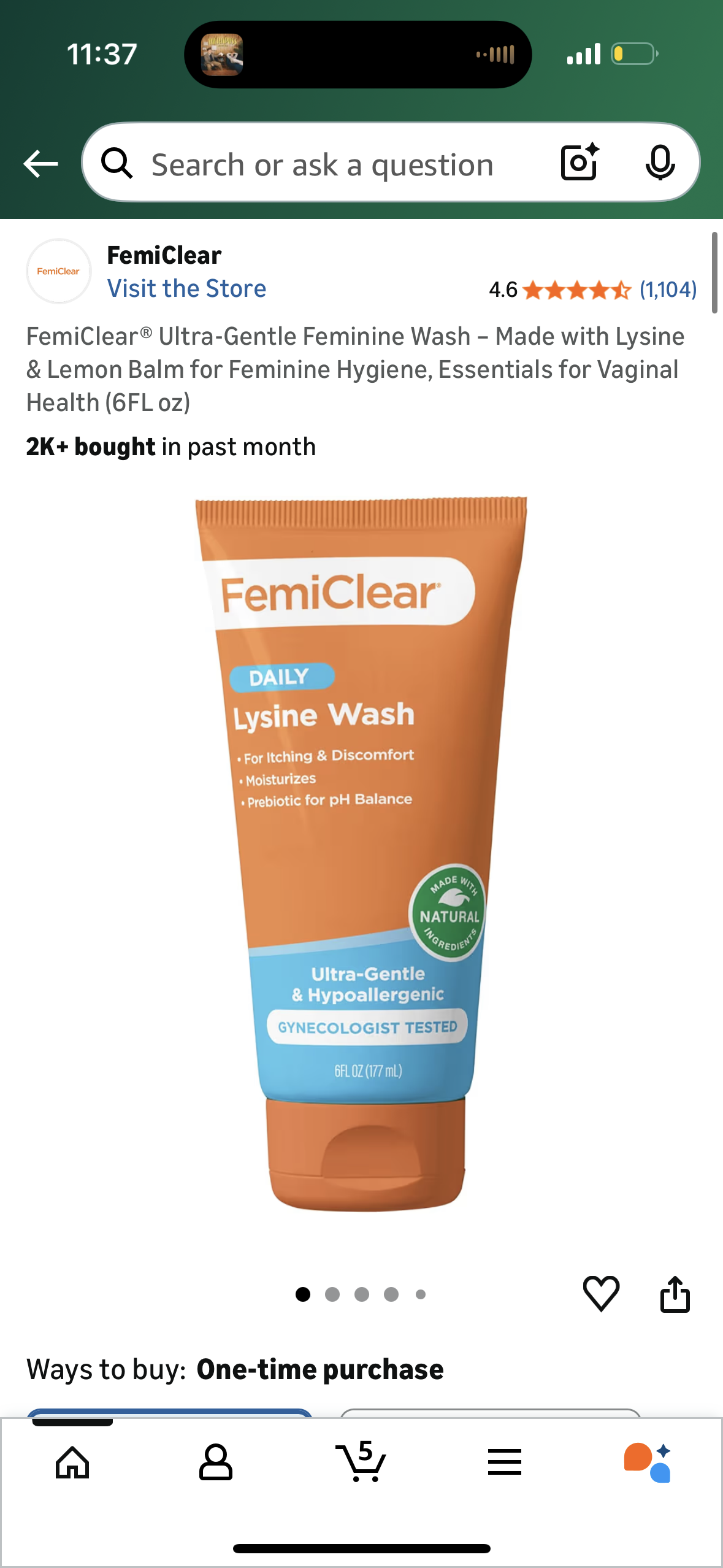 FemiClear® Ultra-Gentle Feminine Wash – Made with Lysine & Lemon Balm for Feminine Hygiene, Essentials for Vaginal Health (6FL oz)