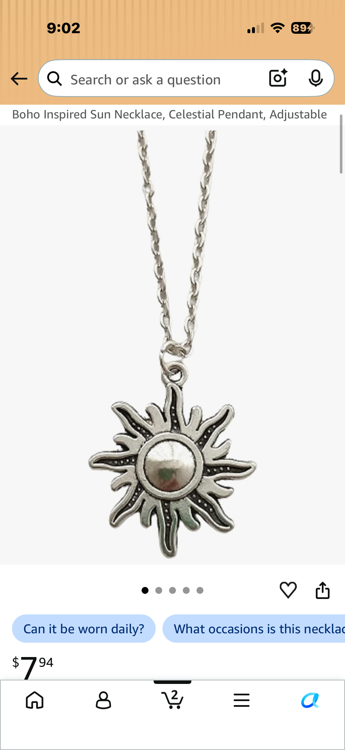 Boho Inspired Sun Necklace, Celestial Pendant, Adjustable