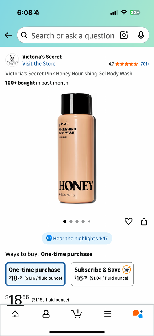 Victoria's Secret Pink Honey Nourishing Gel Body Wash