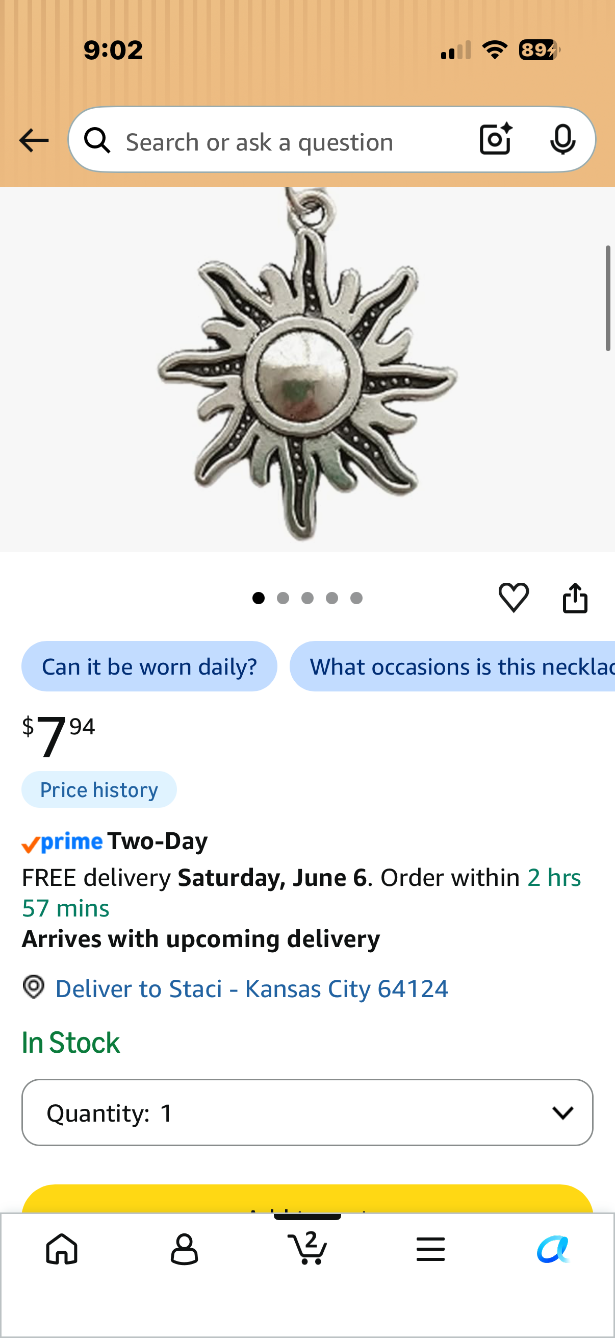 Boho Inspired Sun Necklace, Celestial Pendant, Adjustable