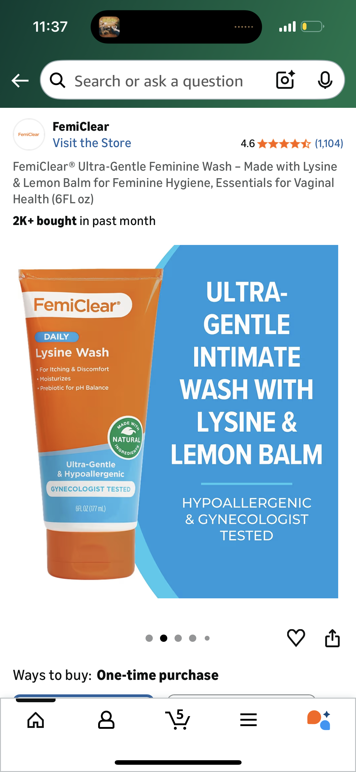 FemiClear® Ultra-Gentle Feminine Wash – Made with Lysine & Lemon Balm for Feminine Hygiene, Essentials for Vaginal Health (6FL oz)