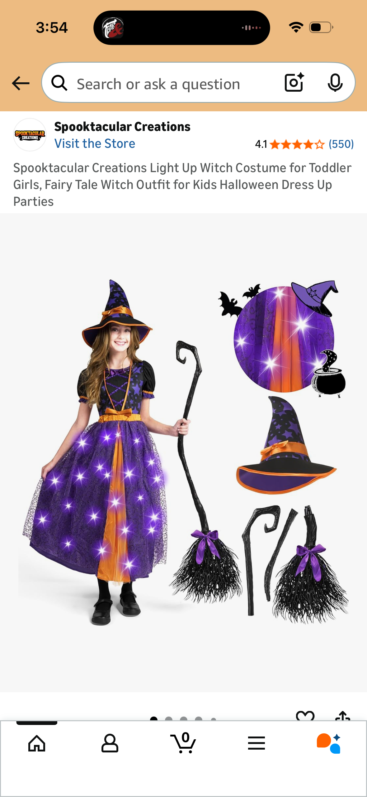 Spooktacular Creations Light Up Witch Costume for Toddler Girls, Fairy Tale Witch Outfit for Kids Halloween Dress Up Parties (Size Small) *Does not include broom