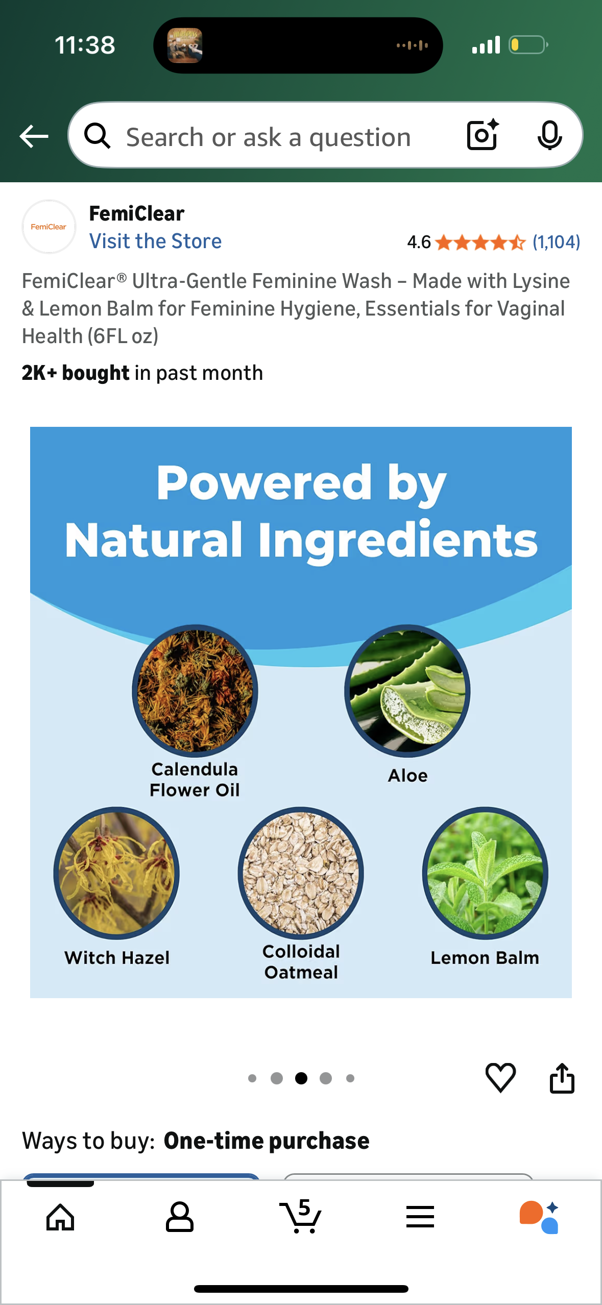 FemiClear® Ultra-Gentle Feminine Wash – Made with Lysine & Lemon Balm for Feminine Hygiene, Essentials for Vaginal Health (6FL oz)