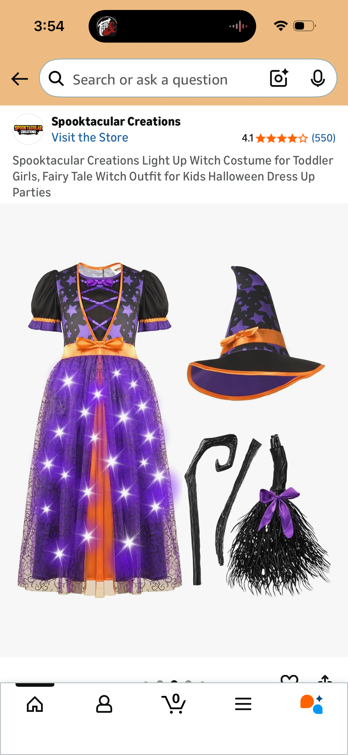 Spooktacular Creations Light Up Witch Costume for Toddler Girls, Fairy Tale Witch Outfit for Kids Halloween Dress Up Parties (Size Small) *Does not include broom